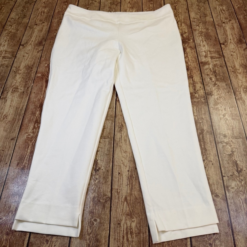 Estelle and Finn Pull On Ankle Pants Womens Size 14 White Stretch Slit Hem